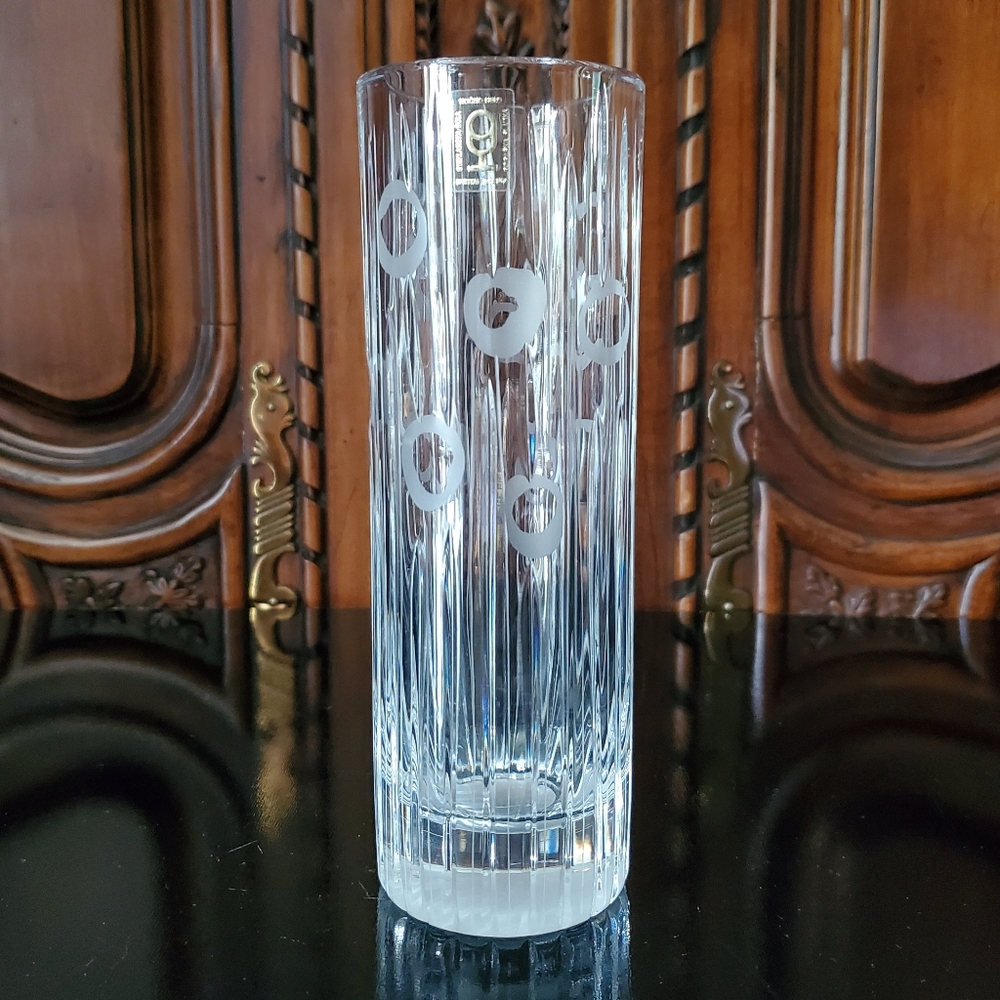 7" Crystal 24% Lead Abstract Design Rogaska Slatina Steklarska Sola Rocno Delo